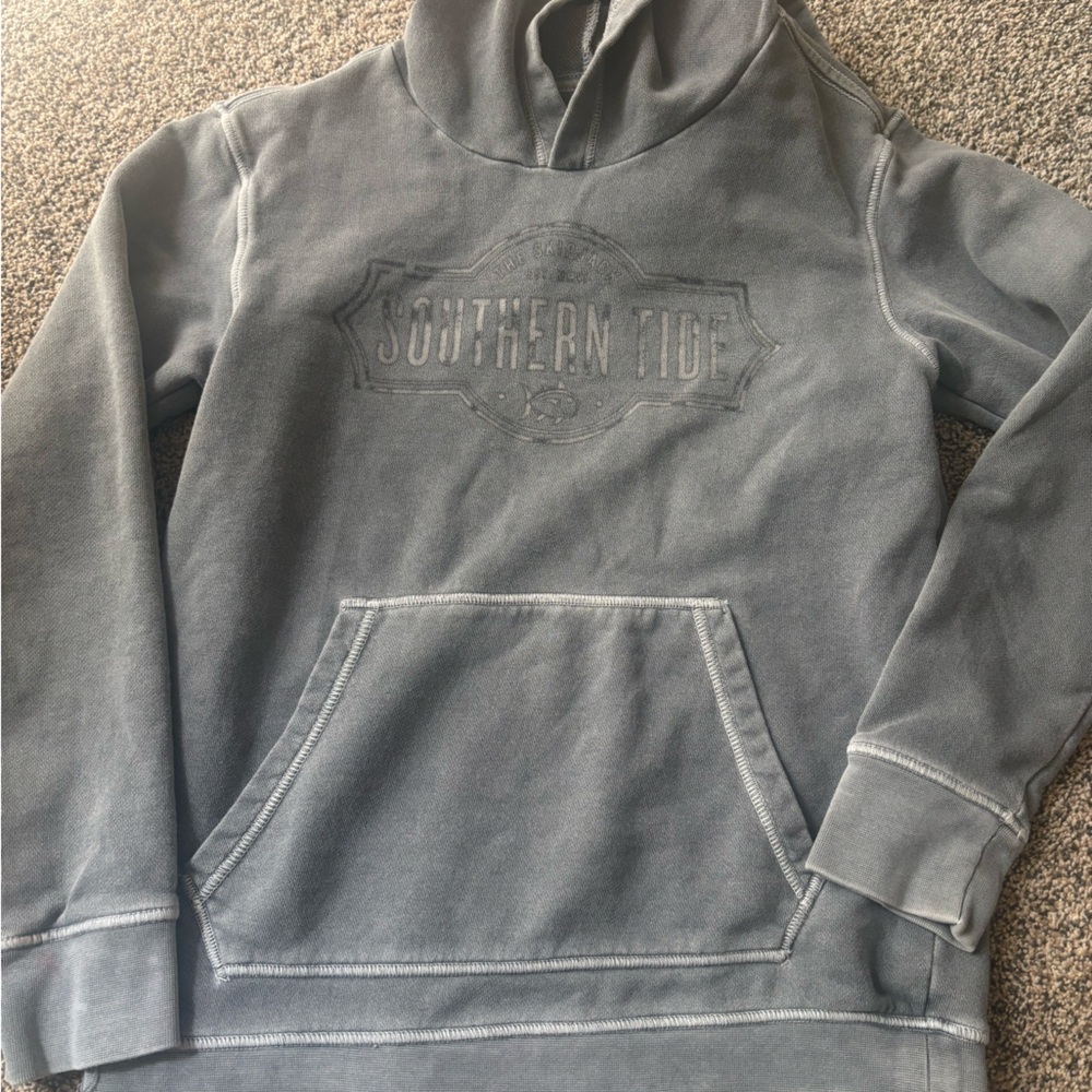 Southern Tide Boys Slate Gray Pullover Hoodie